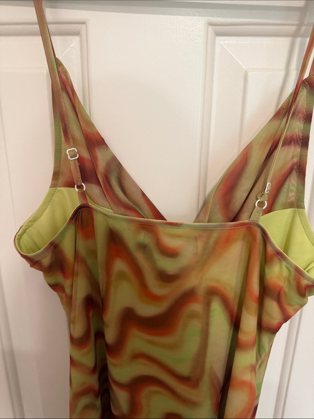 Cider Cowl Neck Dress in Green and Brown Swirl Size Large - Picture 3 of 4